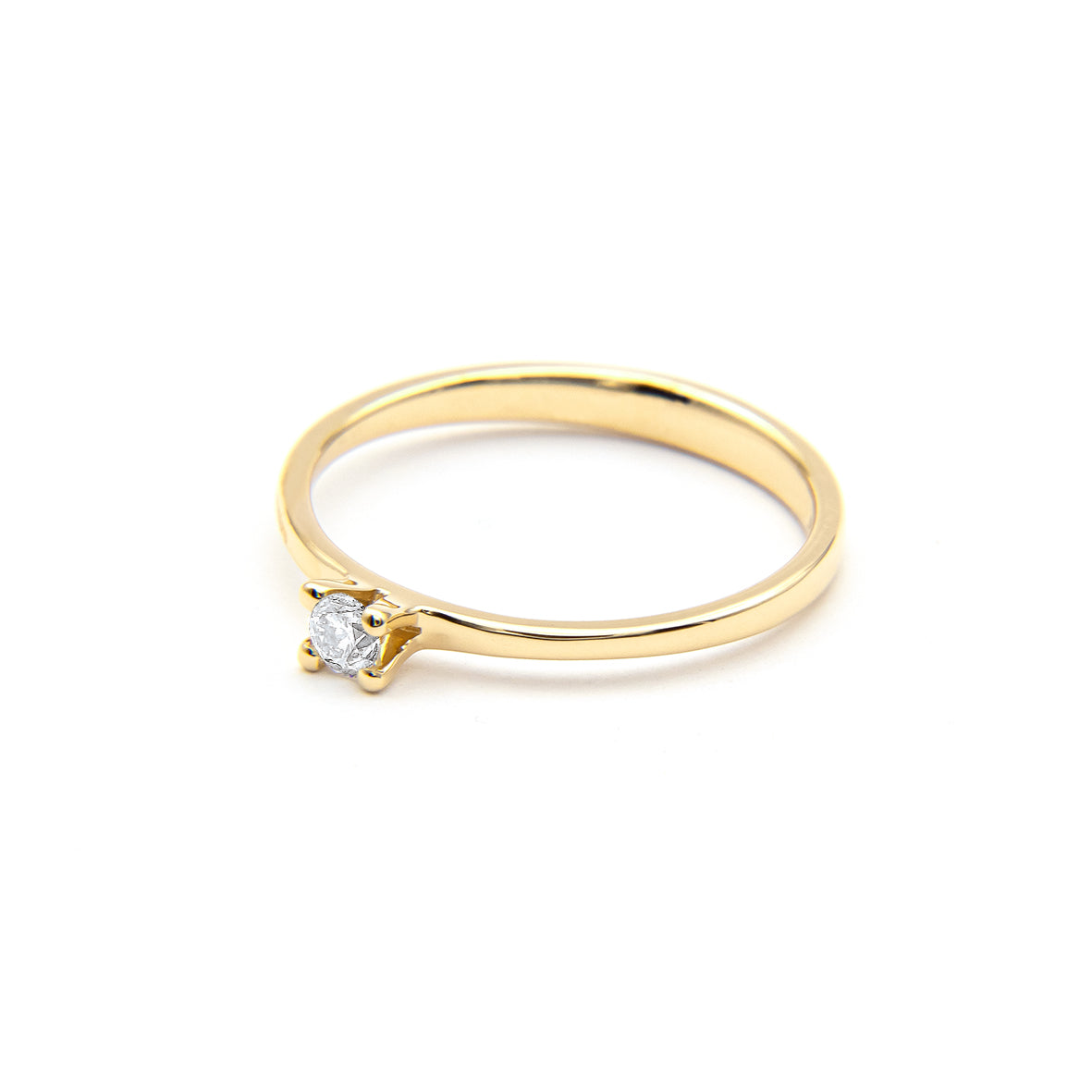 Belofte ring "1" in goud met briljant geslepen diamant 0.10ct.