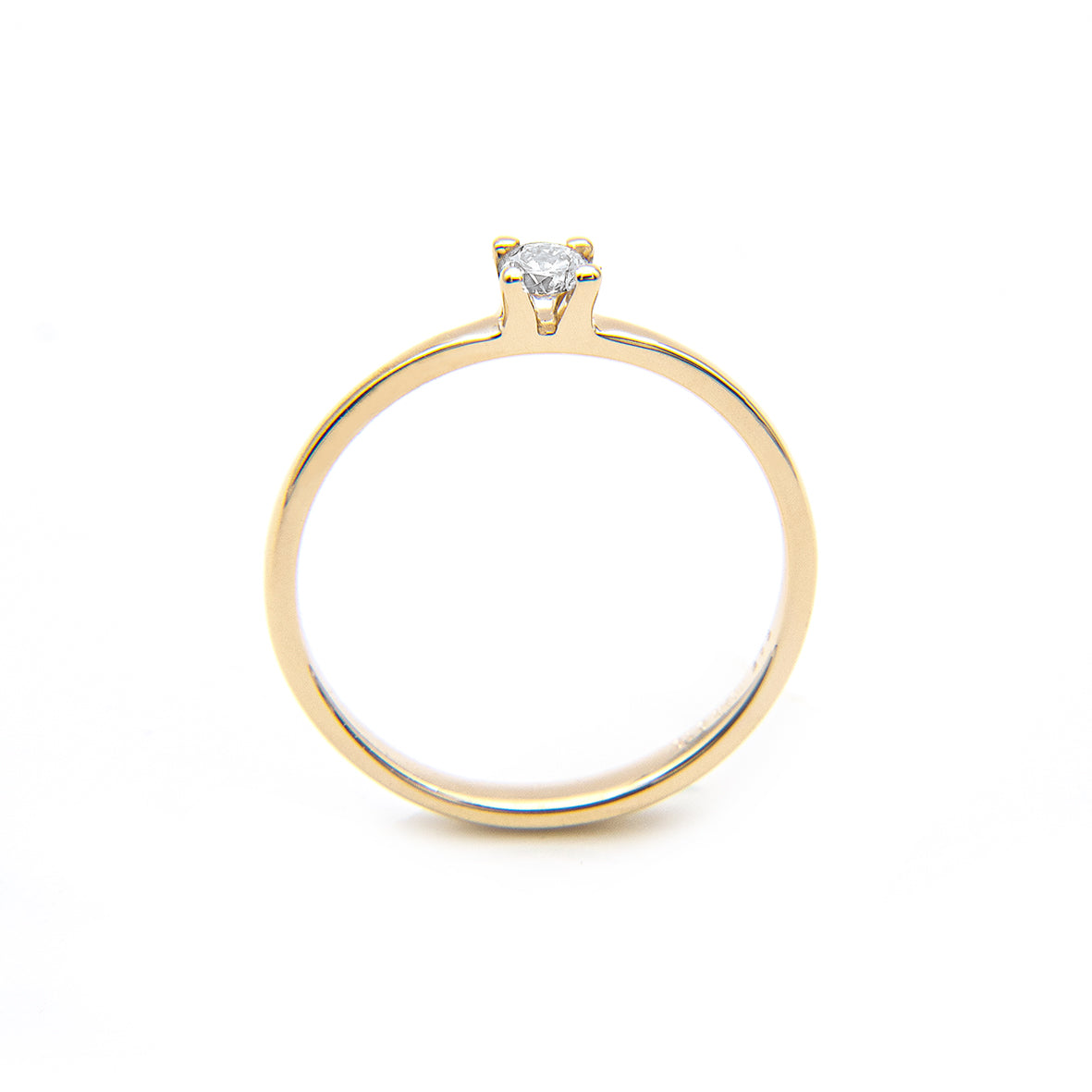 Anello di fidanzamento "1" in oro con diamante taglio brillante 0,10 ct.
