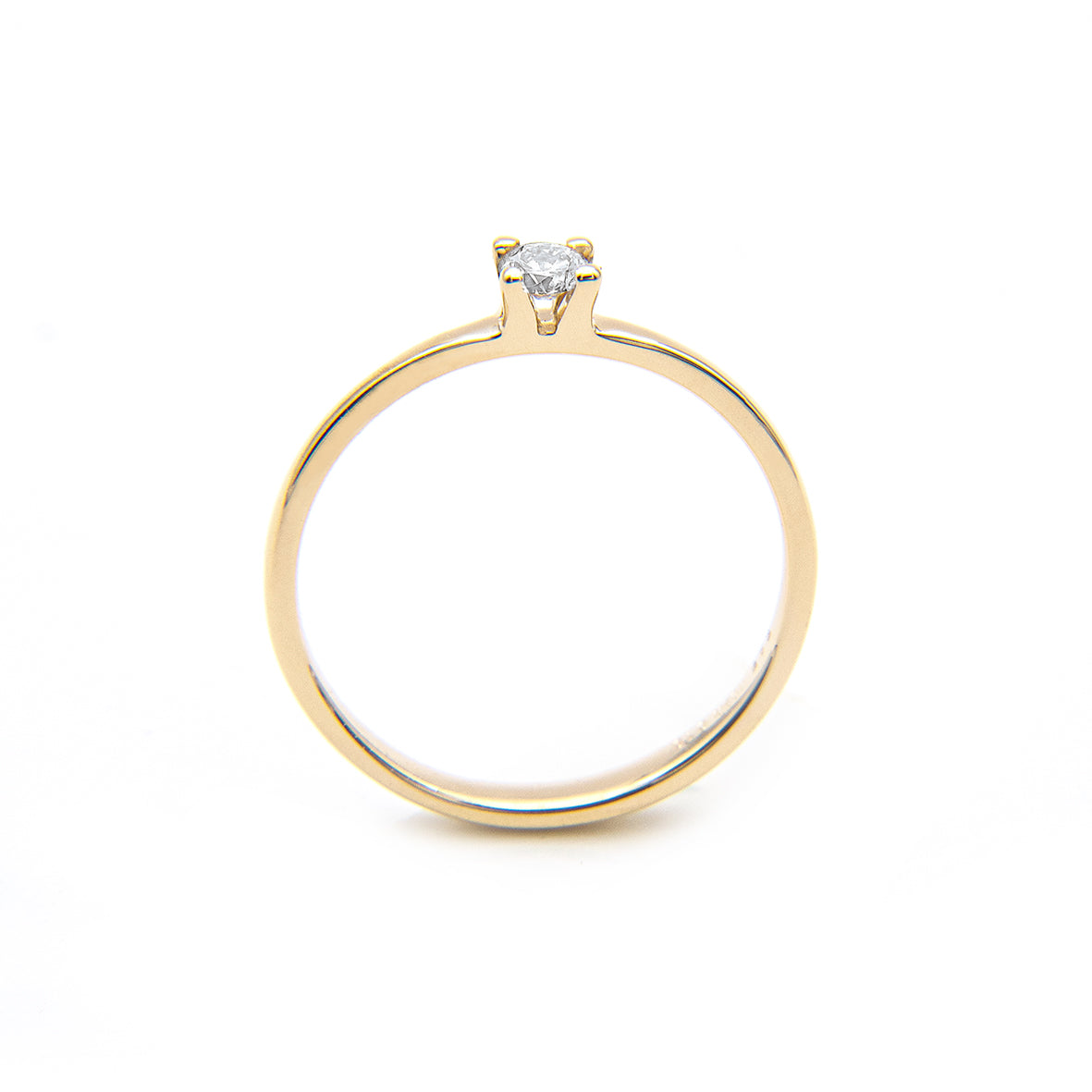 Belofte ring "1" in goud met briljant geslepen diamant 0.10ct.