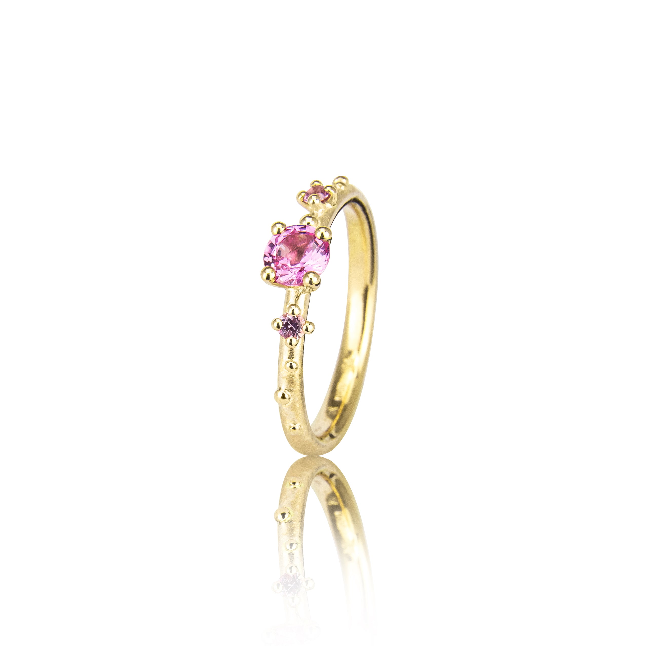 Shine-ring "Pink" i guld med safirer