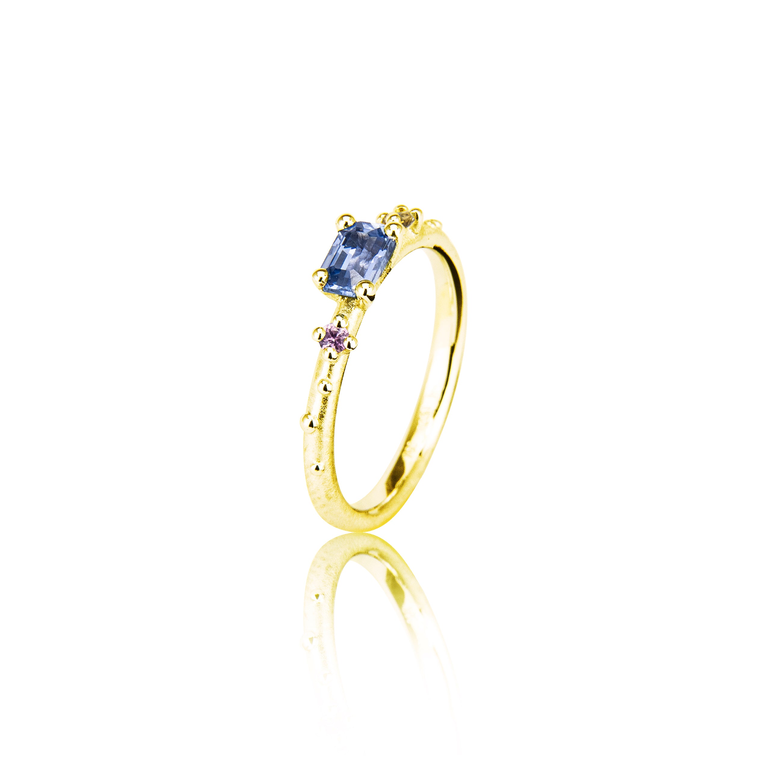 Anello Shine "blu smeraldo" in oro con zaffiri